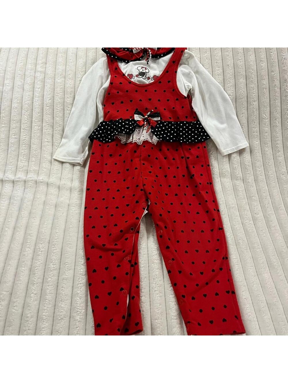 Vintage Buster Brown Red and Black Polka Dot Outfit Girls Size